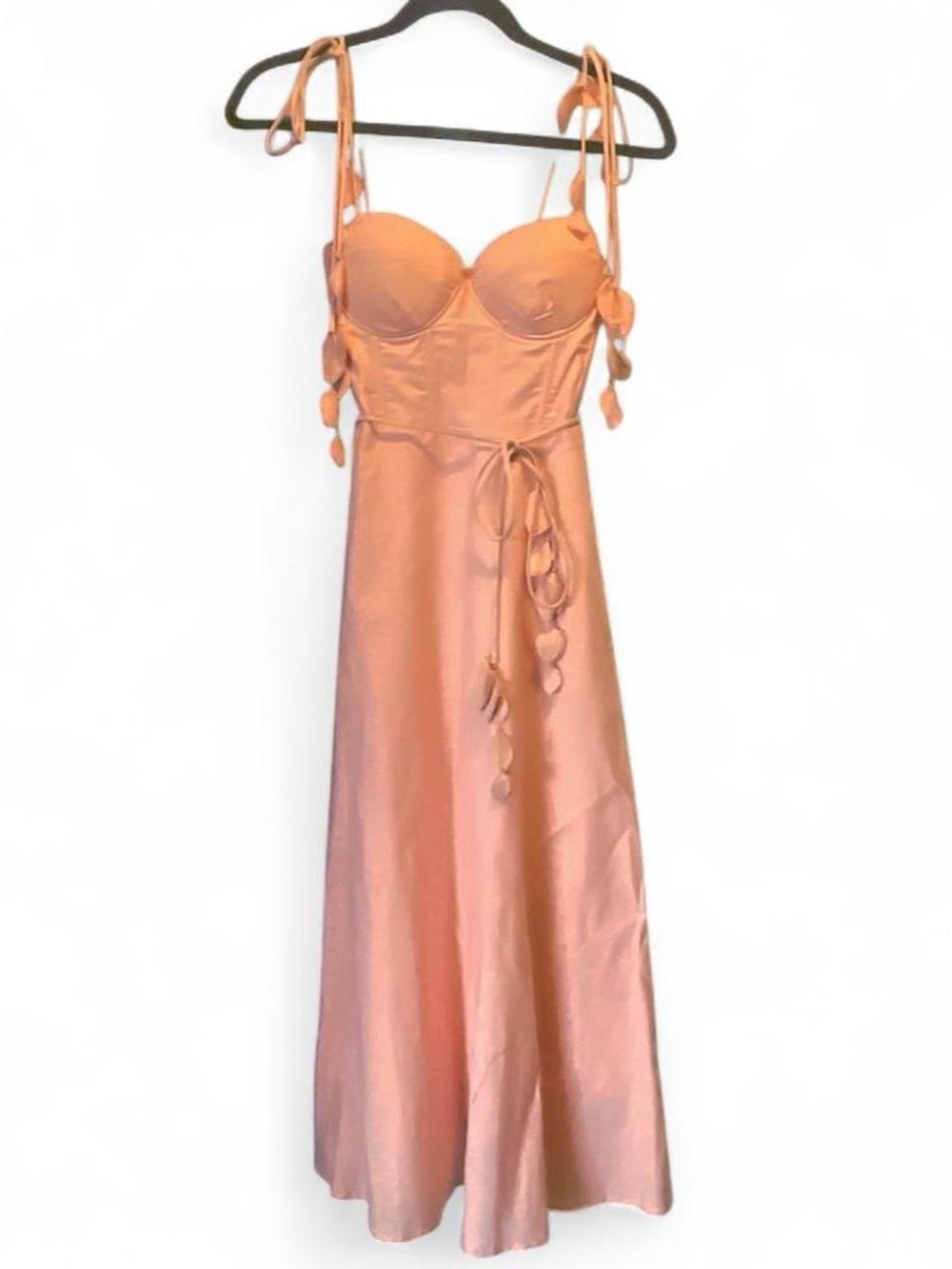 Pink Tie-Shoulder Maxi Dress with Removable Belt